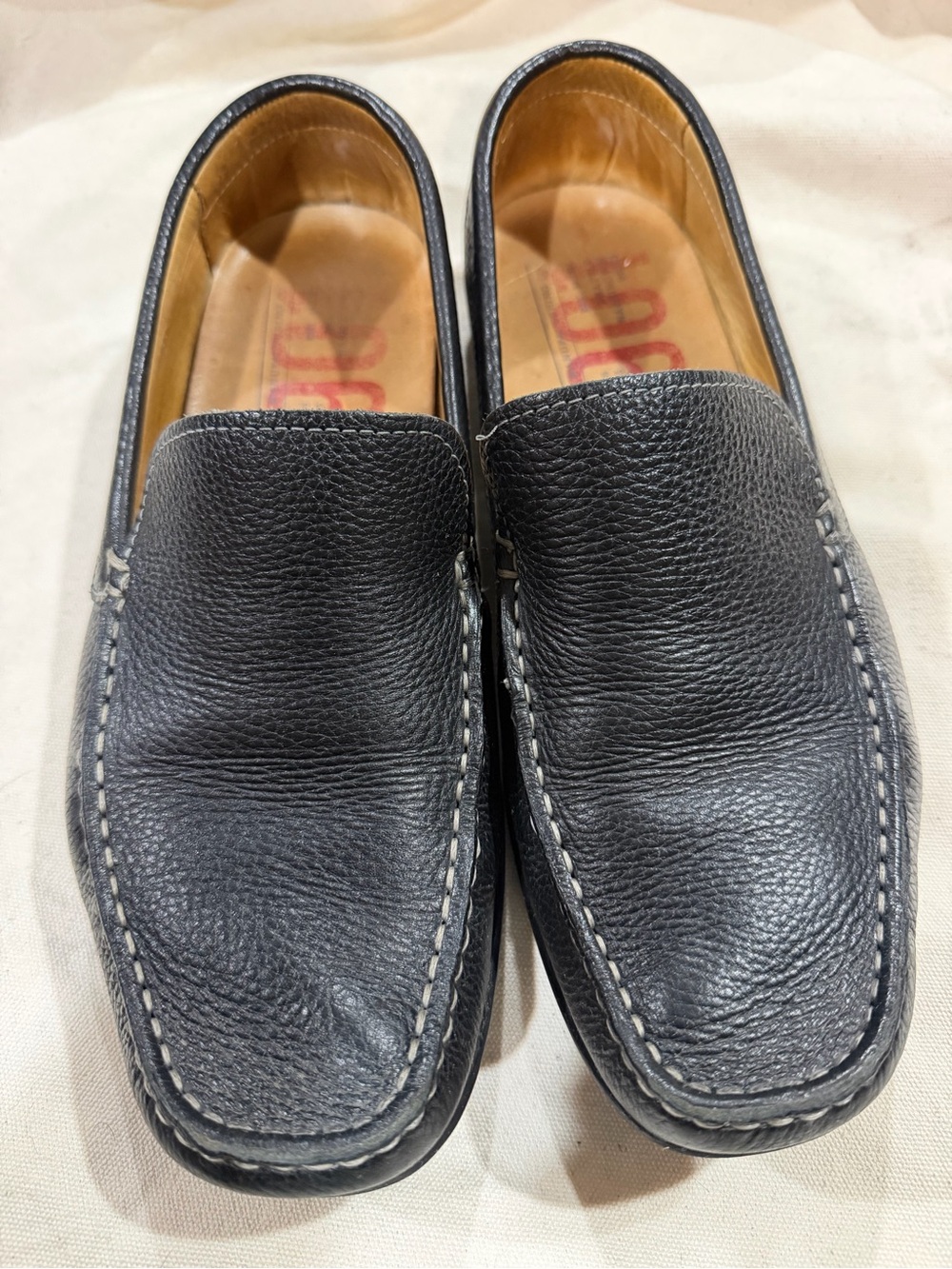 Men's Black Leather Slip-On Driving Loafers